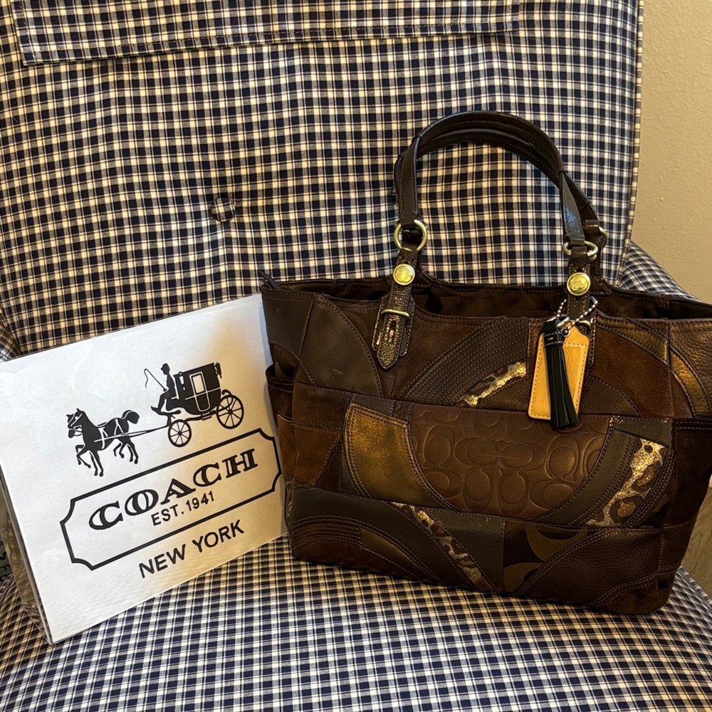 Coach Brown Patchwork Satchel - image 1